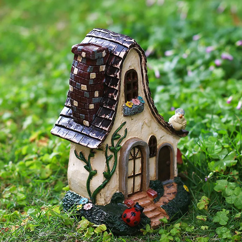 20cm Fairy Tale Pastoral Cottage Resin Crafts Garden Building Home Ornaments