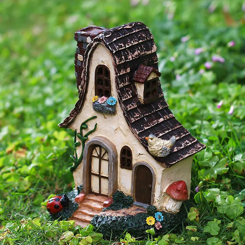 20cm Fairy Tale Pastoral Cottage Resin Crafts Garden Building Home Ornaments