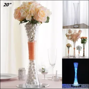 20" Tall Clear Hourglass Shaped Floral Centerpiece Vase Wedding Party Decoration - 6 PCS