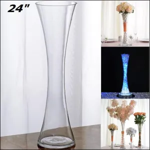 24" Tall Clear Hourglass Shaped Floral Centerpiece Vase Wedding Party Decoration - 6 PCS