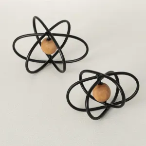 4"H Sullivans Ultra-Modern Atomic-Shape Art Set of 2, Multicolored