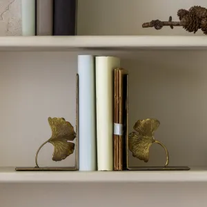 Antique Gold Bookends Lotus Leaf