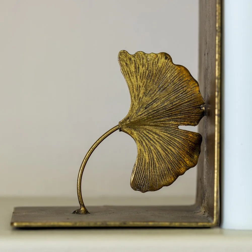 Antique Gold Bookends Lotus Leaf