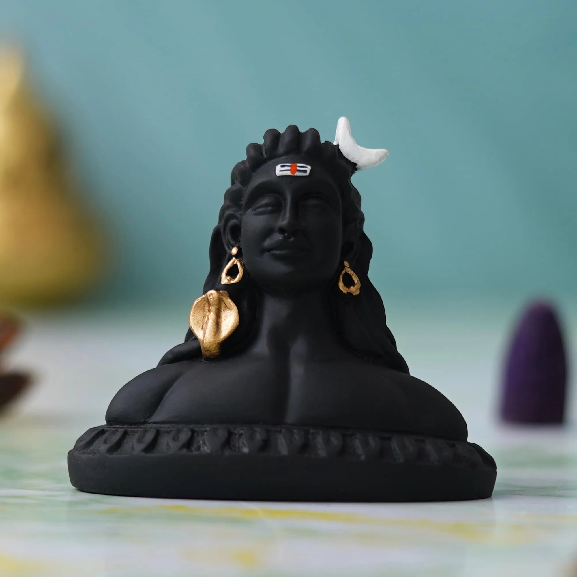 Artisyn Handcrafted Polyresin Black Adiyogi Lord Shiva Statue Murti for Car Dashboard Home, Pooja Room, Office Decor