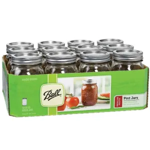 Ball Canning Jars, Regular Mouth Pint - Case of 12