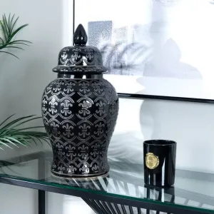 Black Pattern Ginger Jar - 18"