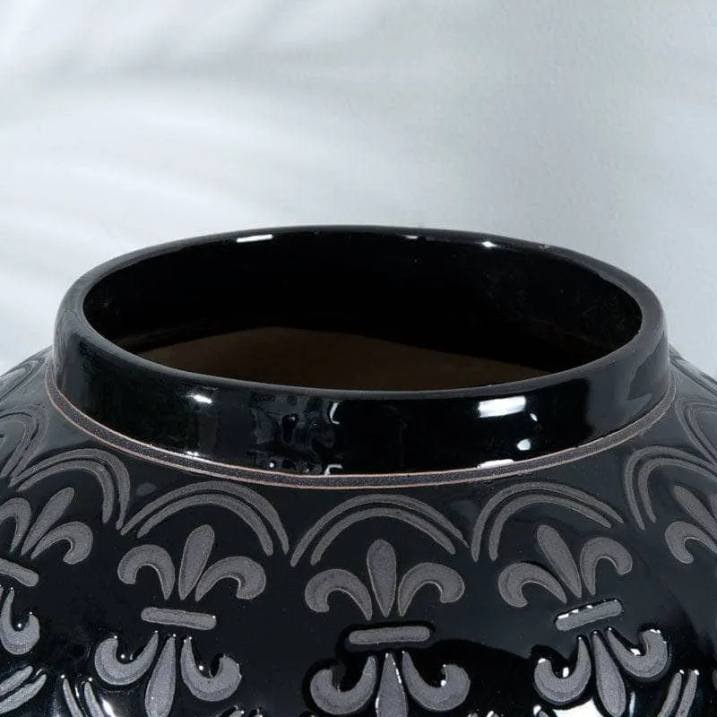 Black Pattern Ginger Jar - 18"