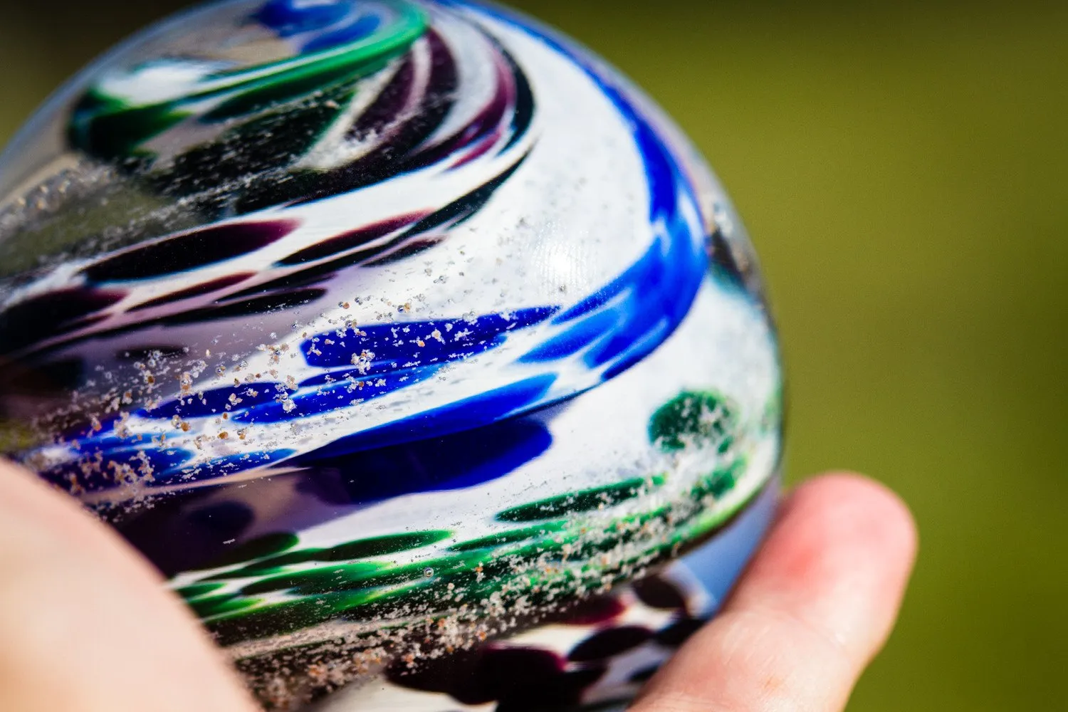 Blue & Green Cat Eye Orb with Cremation Ashes