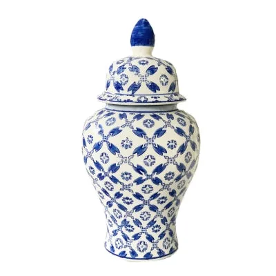 Blue White Temple Jar 20cm