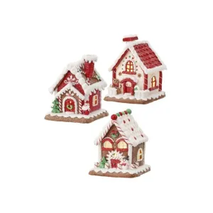 Christmas Carousel Collection Candy/Cookie House Figurine, Assortment of 3, 6 inches