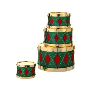 Christmas Carousel Collection ROYAL COURT Glitter Diamond Drum/Container, 4 Pieces, 5-11 inches