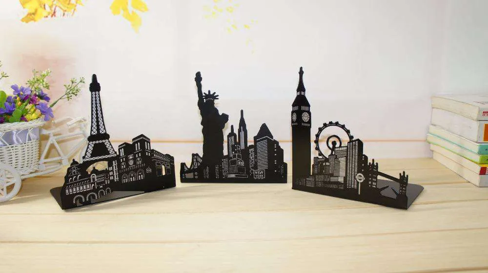 Cityscape Bookends London/Paris/New York