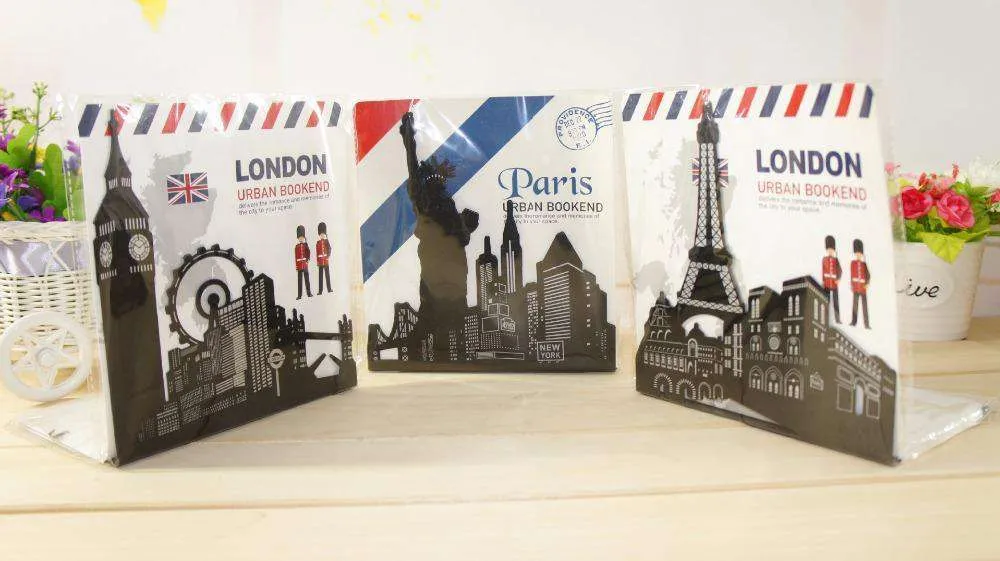 Cityscape Bookends London/Paris/New York