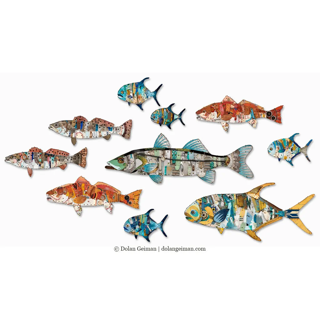 CUSTOM SALTWATER FISH INSTALLATION original metal wall sculpture