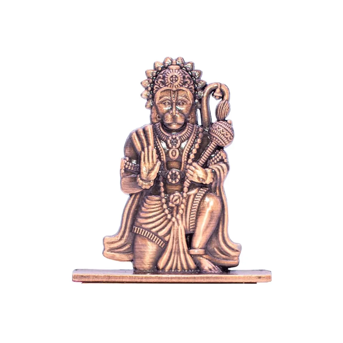 Decorative Car Dashboard Accessory Metal Sri Crafted Hanuman Ji Murti Figurine in Silver Colour for Pooja Room and Office Table Small Size 7Cm