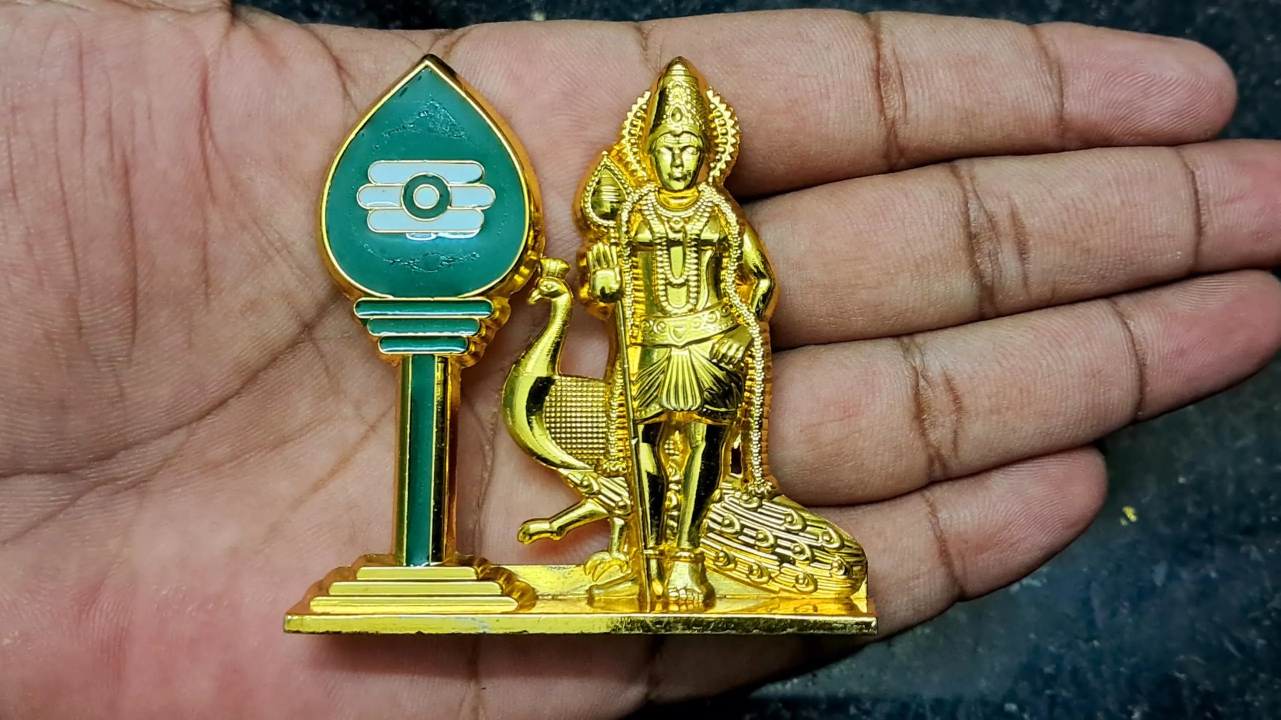 Divine Murugan with Vel for Car Dashboard | Decorative Murugan with Vel for Pooja Room Sacred Symbol of Protection and Victory.