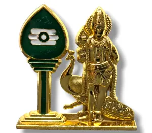 Divine Murugan with Vel for Car Dashboard | Decorative Murugan with Vel for Pooja Room Sacred Symbol of Protection and Victory.