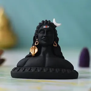 eCraftIndia Black Resin Adiyogi Shiva Statue for Car Dashboard- Lord Shiva Idol for Home- Shiv Murti- Adiyogi Mahadev Statue- Gift for Diwali Maha Shivratri Housewarming Birthday- Diwali Gift Item