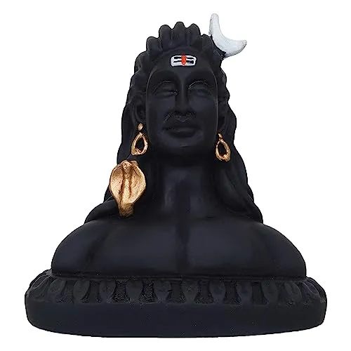 eCraftIndia Black Resin Adiyogi Shiva Statue for Car Dashboard- Lord Shiva Idol for Home- Shiv Murti- Adiyogi Mahadev Statue- Gift for Diwali Maha Shivratri Housewarming Birthday- Diwali Gift Item