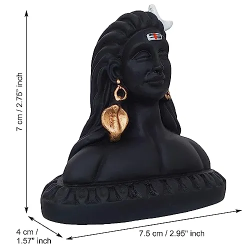 eCraftIndia Black Resin Adiyogi Shiva Statue for Car Dashboard- Lord Shiva Idol for Home- Shiv Murti- Adiyogi Mahadev Statue- Gift for Diwali Maha Shivratri Housewarming Birthday- Diwali Gift Item