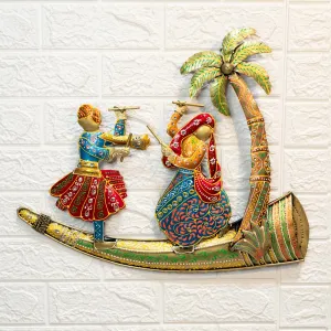 Ekhasa Rajasthani Dancers Metal Wall Decoration Items For Living Room, Bedroom Rajasthani Art Sculpture For Wall Decor Perfect Wall Hanging For Home Decor,Sofa Wall Decor&Office Decor, 51 Centimeters