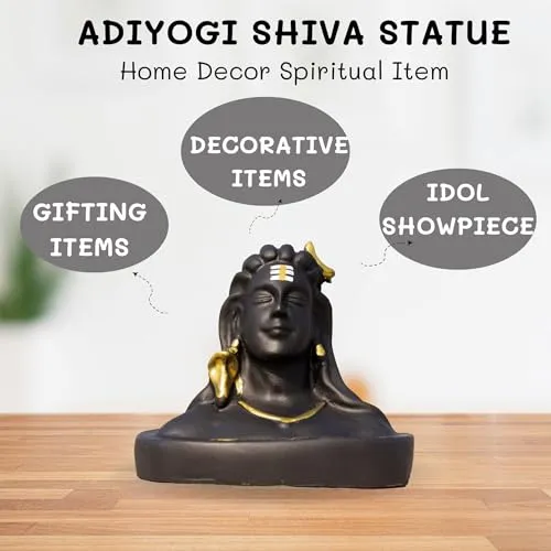 Essential Accessories Adiyogi Statue Decorative Showpiece 3.5 Inch Poly Resin for Home Decor & Car Accessories, Best Gift