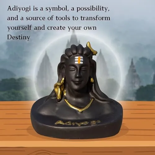 Essential Accessories Adiyogi Statue Decorative Showpiece 3.5 Inch Poly Resin for Home Decor & Car Accessories, Best Gift