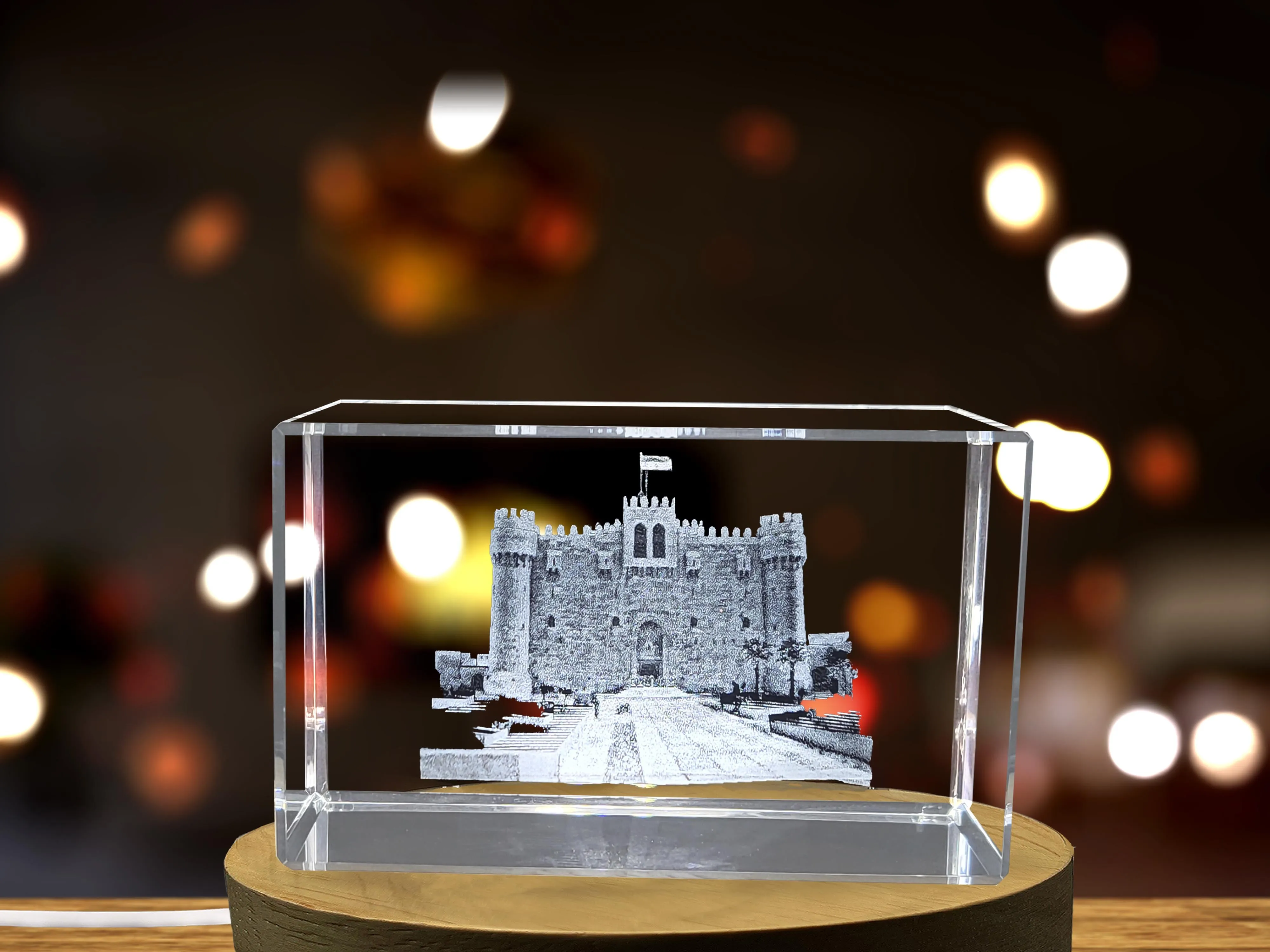 Exquisite 3D Engraved Crystal Replica of Historic Qaitbay Citadel in Egypt