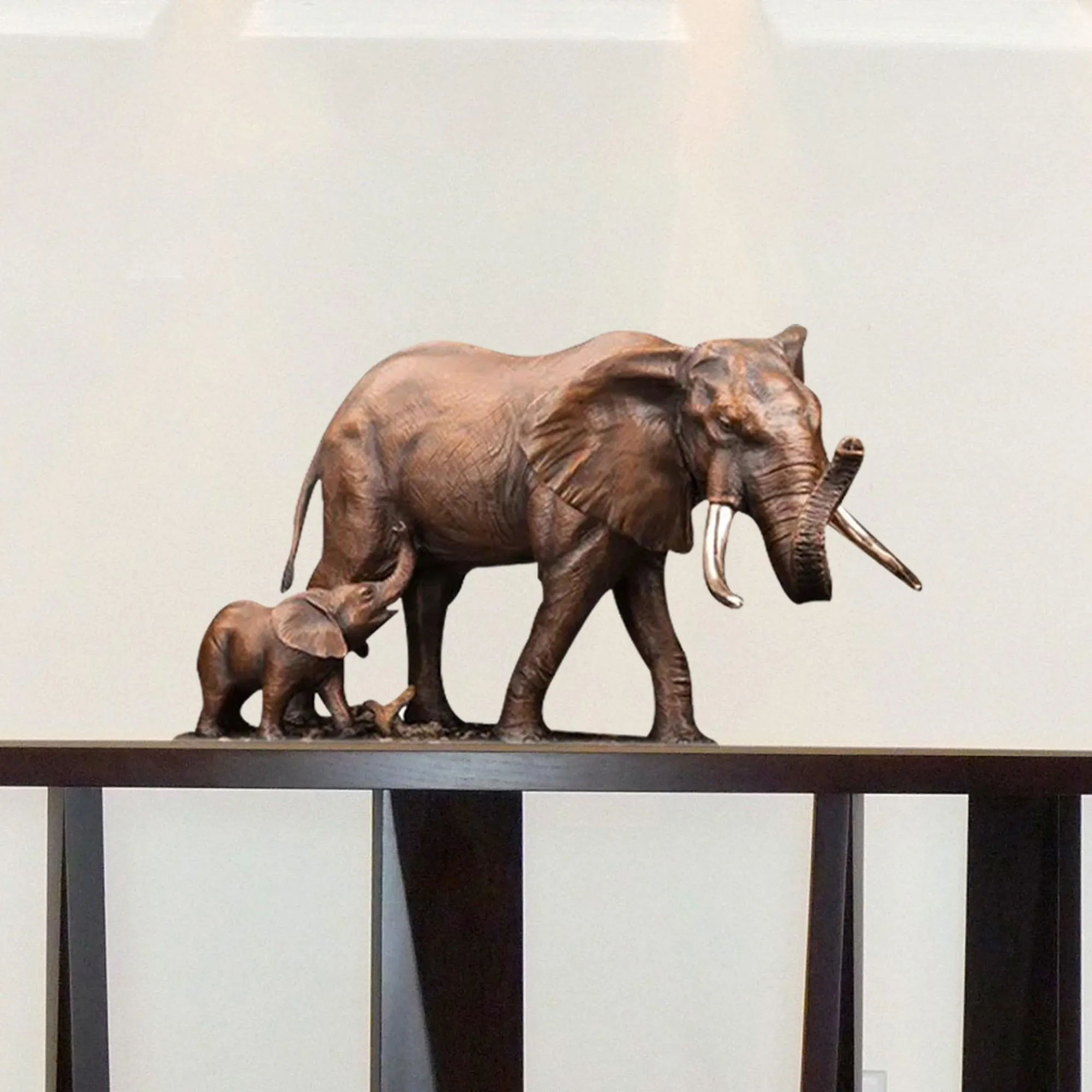 FINEST Bronze Mother and Baby Elephant Sculpture FB-002