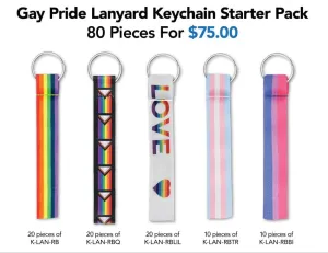 Gay Pride Lanyard Style Flag Keychain Bundle (80 Pieces)