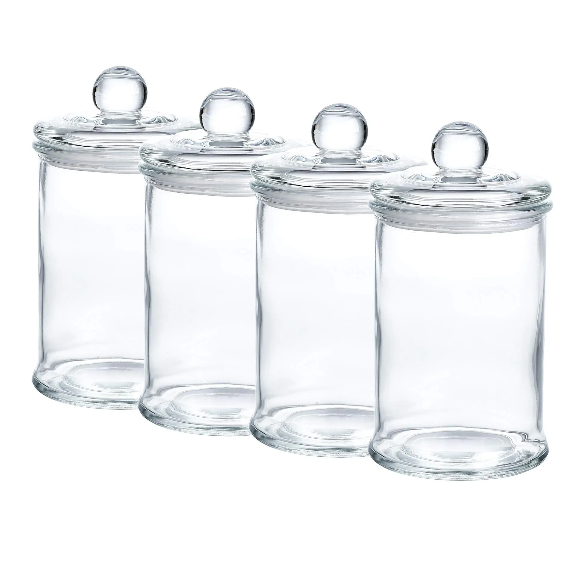 Glass Apothecary Jars Bathroom Storage Organizer Canisters (D3.1"XH5.7"