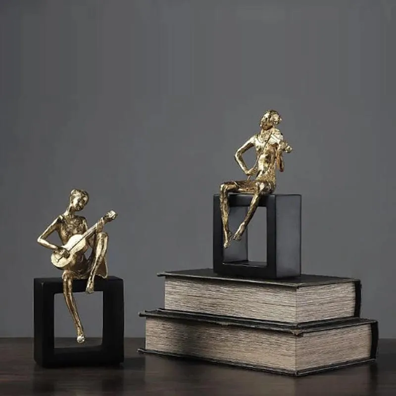 Gold-Plated Resin Sculpture - Home Décor | Golden Music Ornaments | Living Room & Office Décor | Perfect Gifts