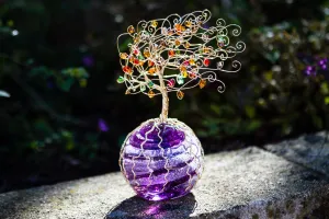 Golden Crystal Tree of Life with Sparkle Orb