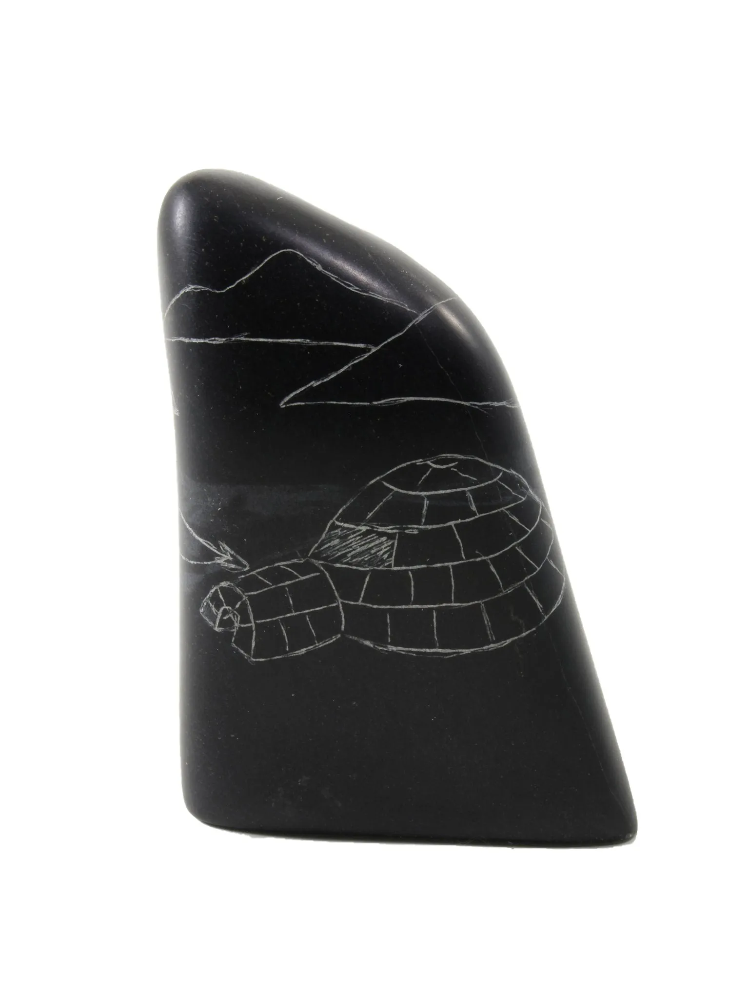 Gone hunting inuit soapstone etching by Artist Joanasie Kuniliusie