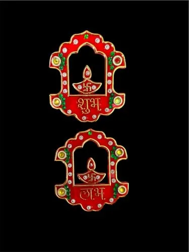 Handcrafted Ganesh Kalash Shubh Labh Wall Sticker, Door Entrance Sticker, Diwali Decoration Items for Home Temple Decoration