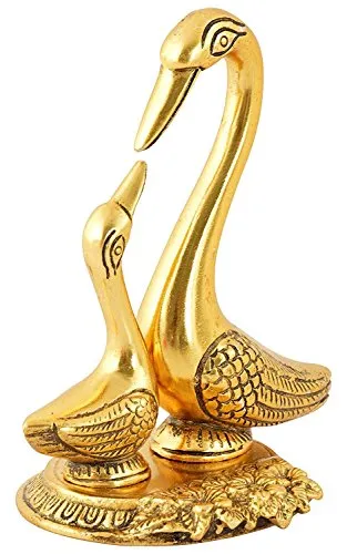 Handcrafted Metal Polished Kissing Duck Showpiece for Home and Office Decor, 20 cm