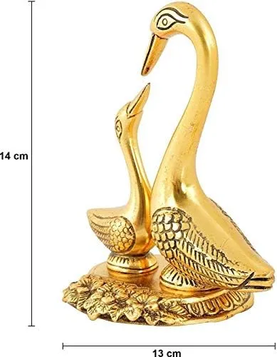 Handcrafted Metal Polished Kissing Duck Showpiece for Home and Office Decor, 20 cm