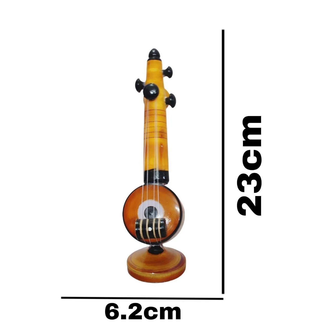 Handcrafted Wooden Veena Showpiece - Eco-Friendly Eucalyptus Wood, Perfect for Home Decoration