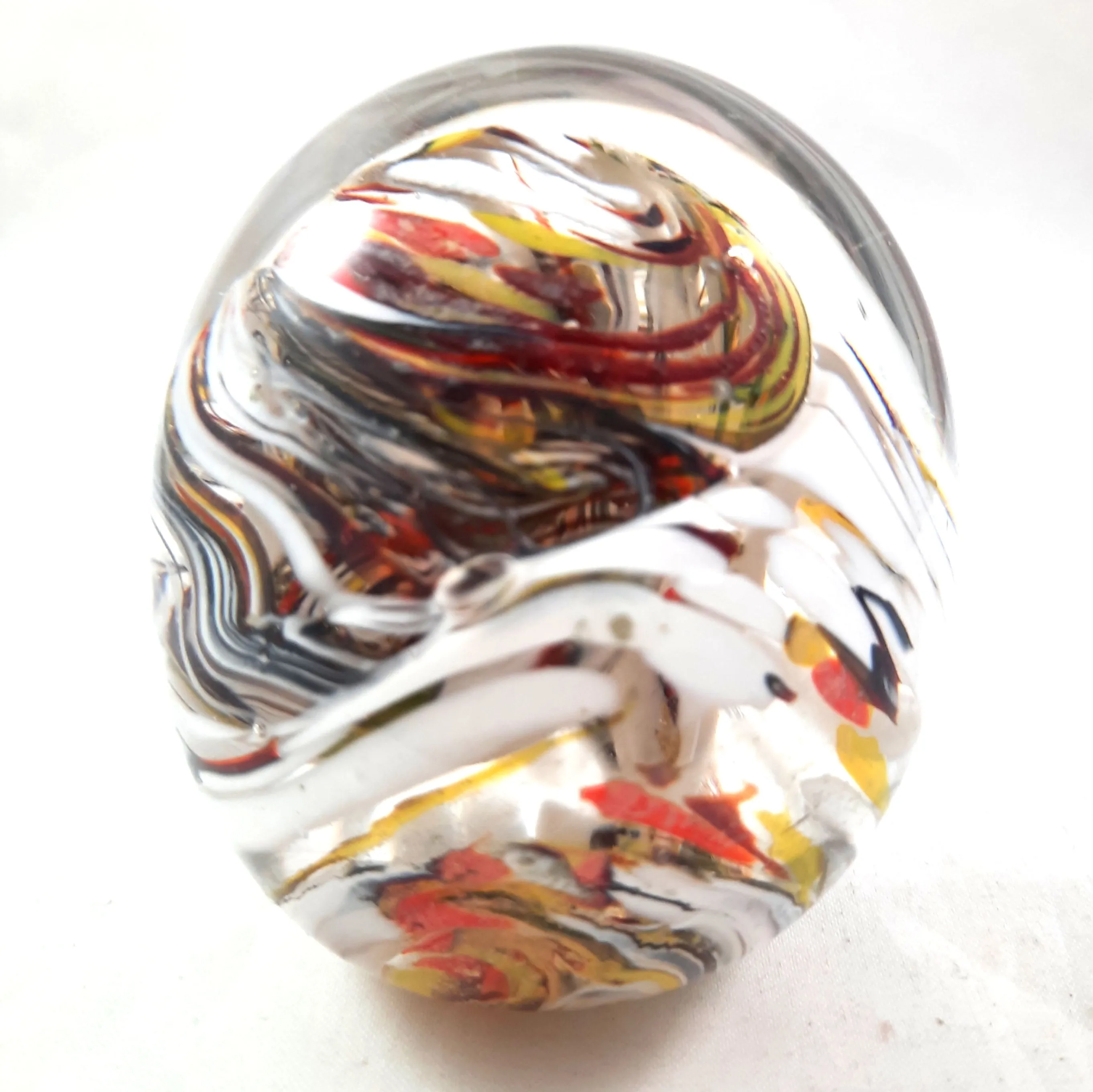 Handmade Art Glass Easter Egg Paperweight, Multicolor, Large