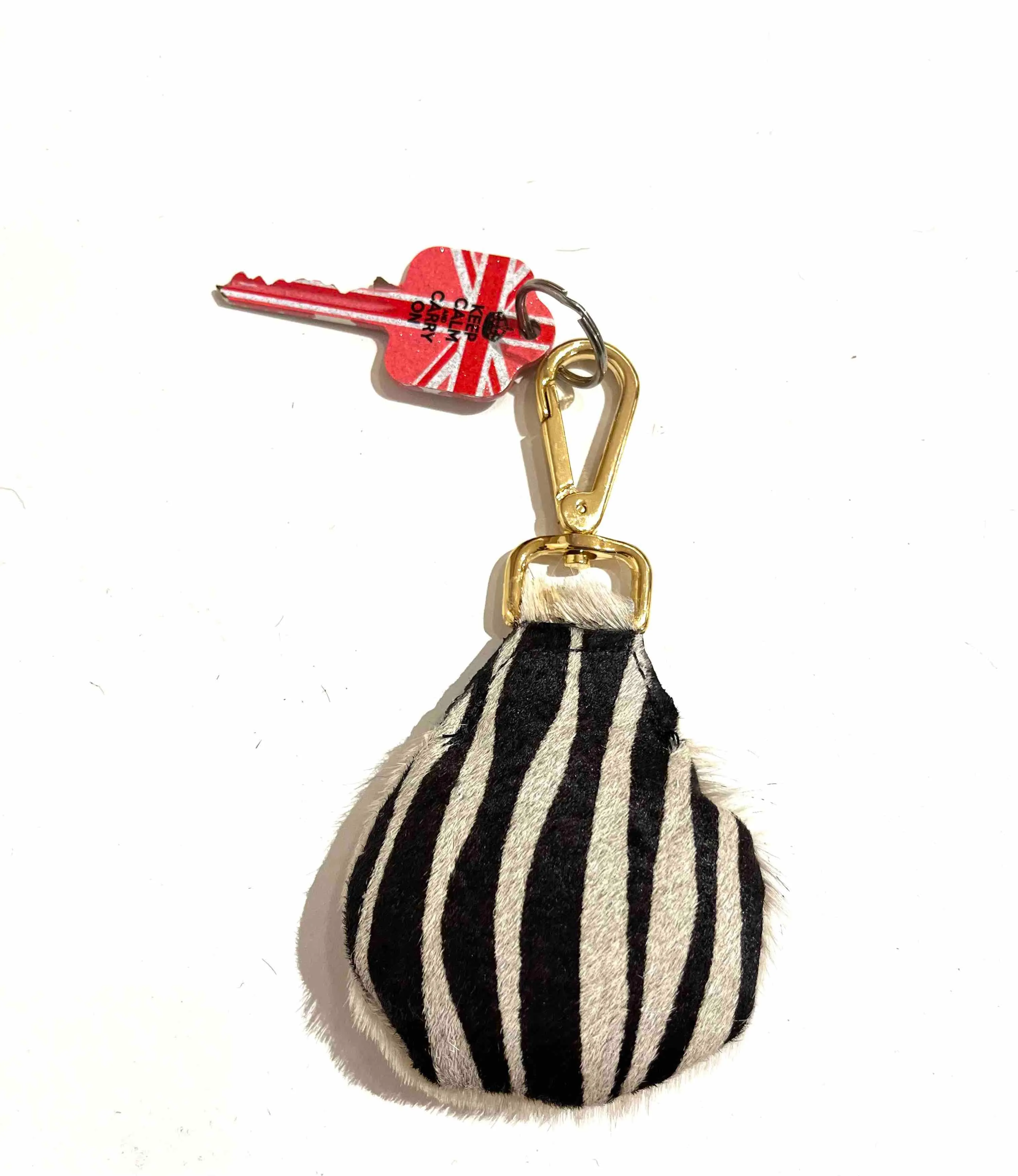 Happy Key Chain white rainbow/zebra