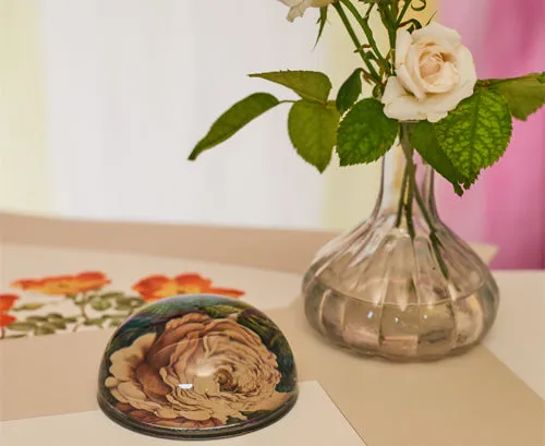 John Derian Sepia Rose Close Up Paperweight, 9cm