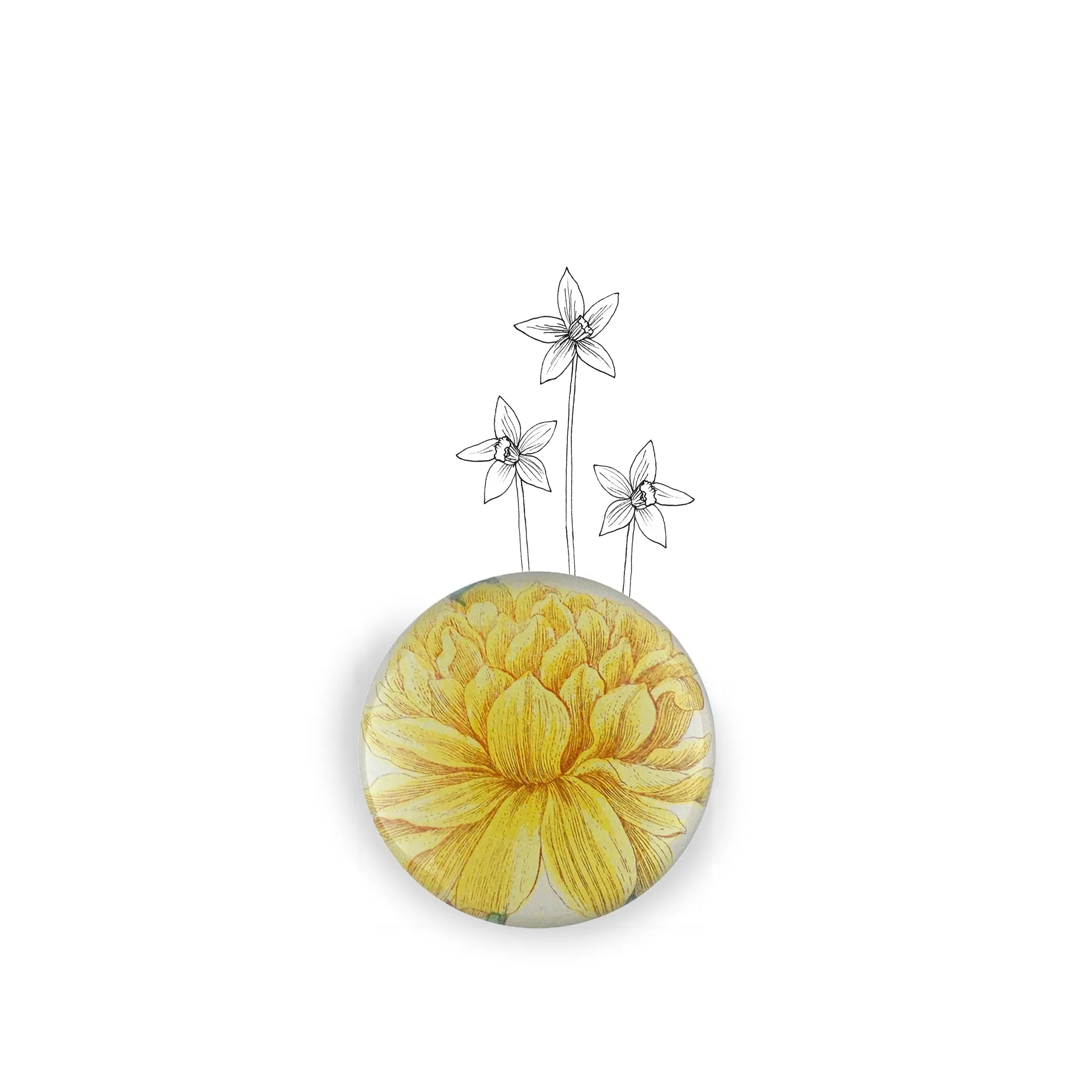 John Derian Yellow Narcissus On Stem Paperweight, 9cm