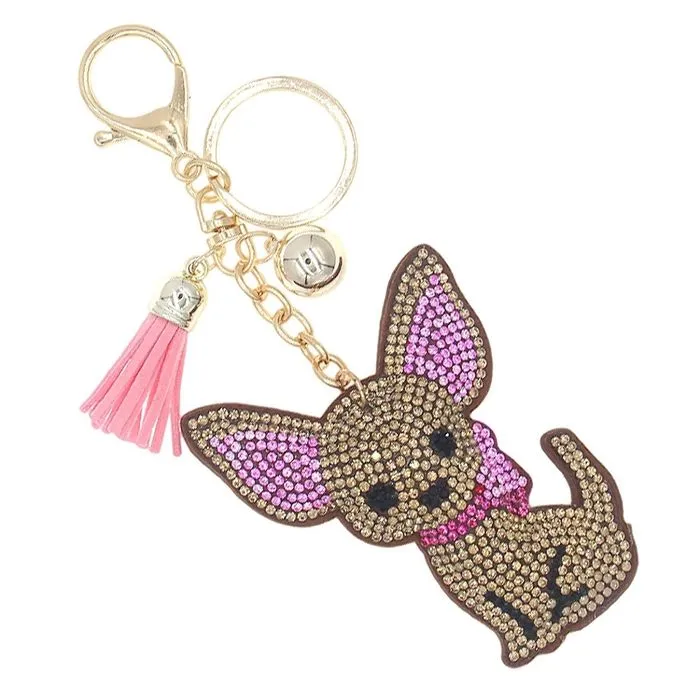 Keychain Gold Brown Chihuahua Charm for Women