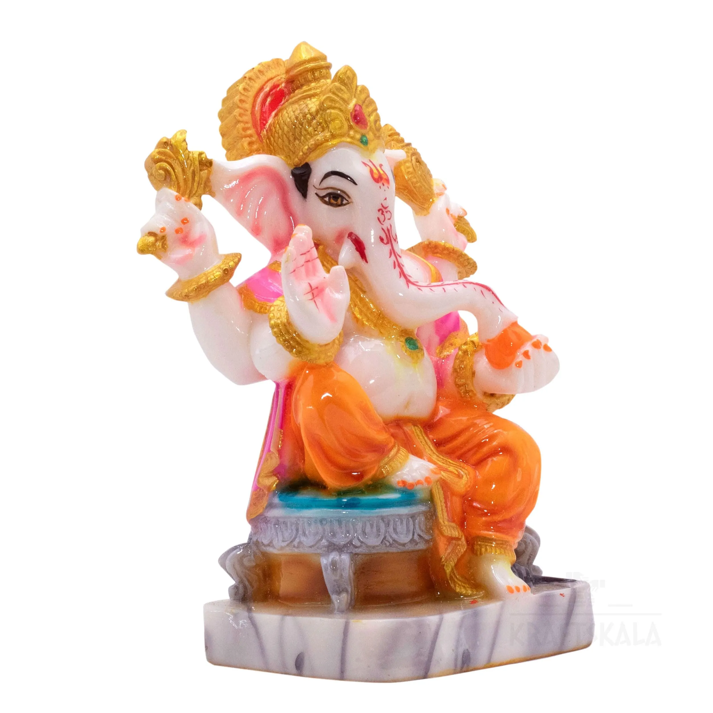 KRAFTSKALA Marble Dust Ganesha Idol Ganpati Murti Vinayak 6 inch Statue for Home Mandir, Entrance, Living Room Decor, Office Desk, Gifting on Grih Pravesh, Auspicious Showpiece