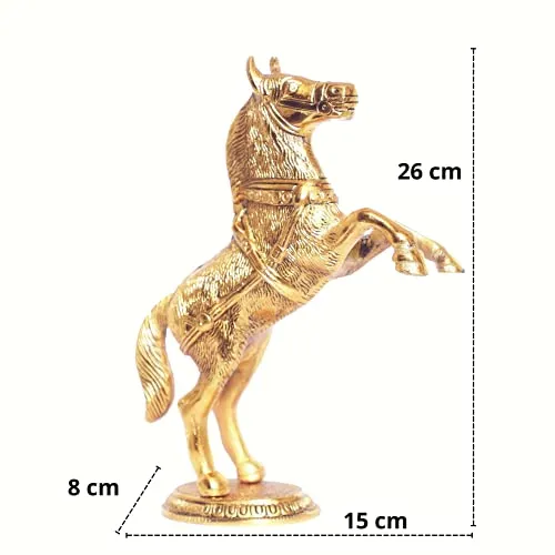 KridayKraft Jumping Horse Set Metal Statue For Wealth,Income,Shining And Bright Future&Table Top Figurine For Living Room,Office,Bedroom,Decorative,Feng Shui&Vanstu,Animal Showpiece Figurines...,Gold