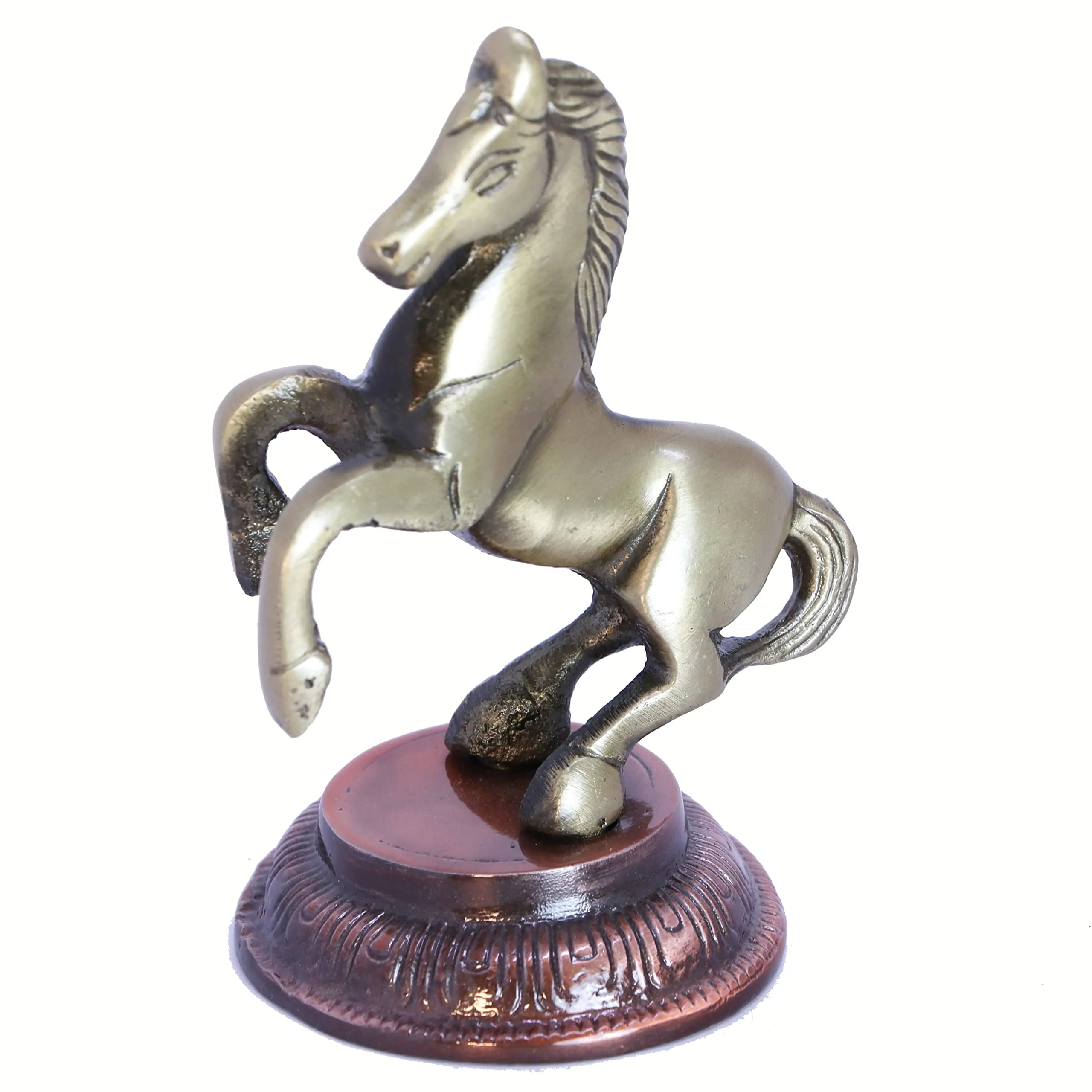 KridayKraft Metal Jumping Horse Statue for Wealth, Income, Shining and Bright Future (8.5 x 6.5 x 12 cm, Grey)