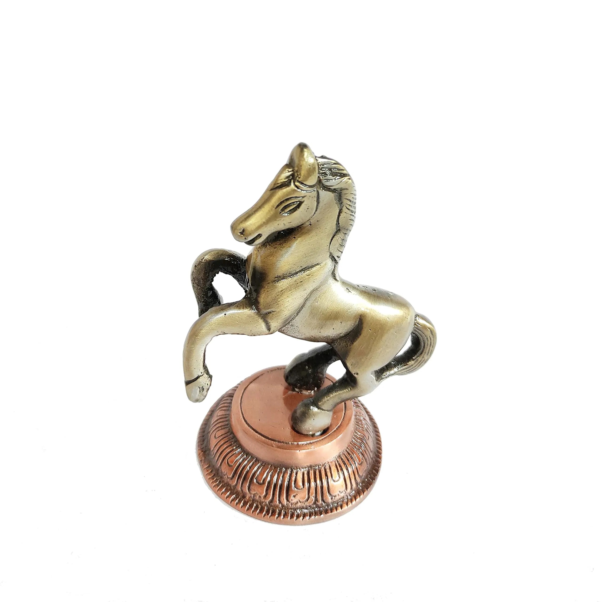 KridayKraft Metal Jumping Horse Statue for Wealth, Income, Shining and Bright Future (8.5 x 6.5 x 12 cm, Grey)