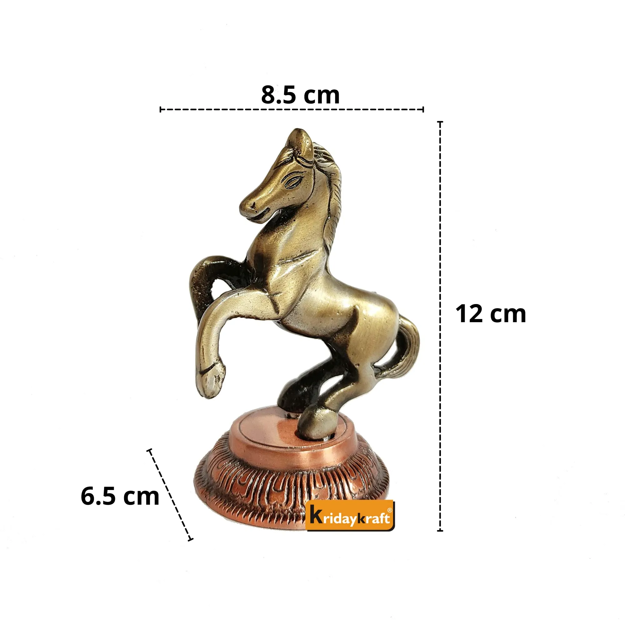 KridayKraft Metal Jumping Horse Statue for Wealth, Income, Shining and Bright Future (8.5 x 6.5 x 12 cm, Grey)