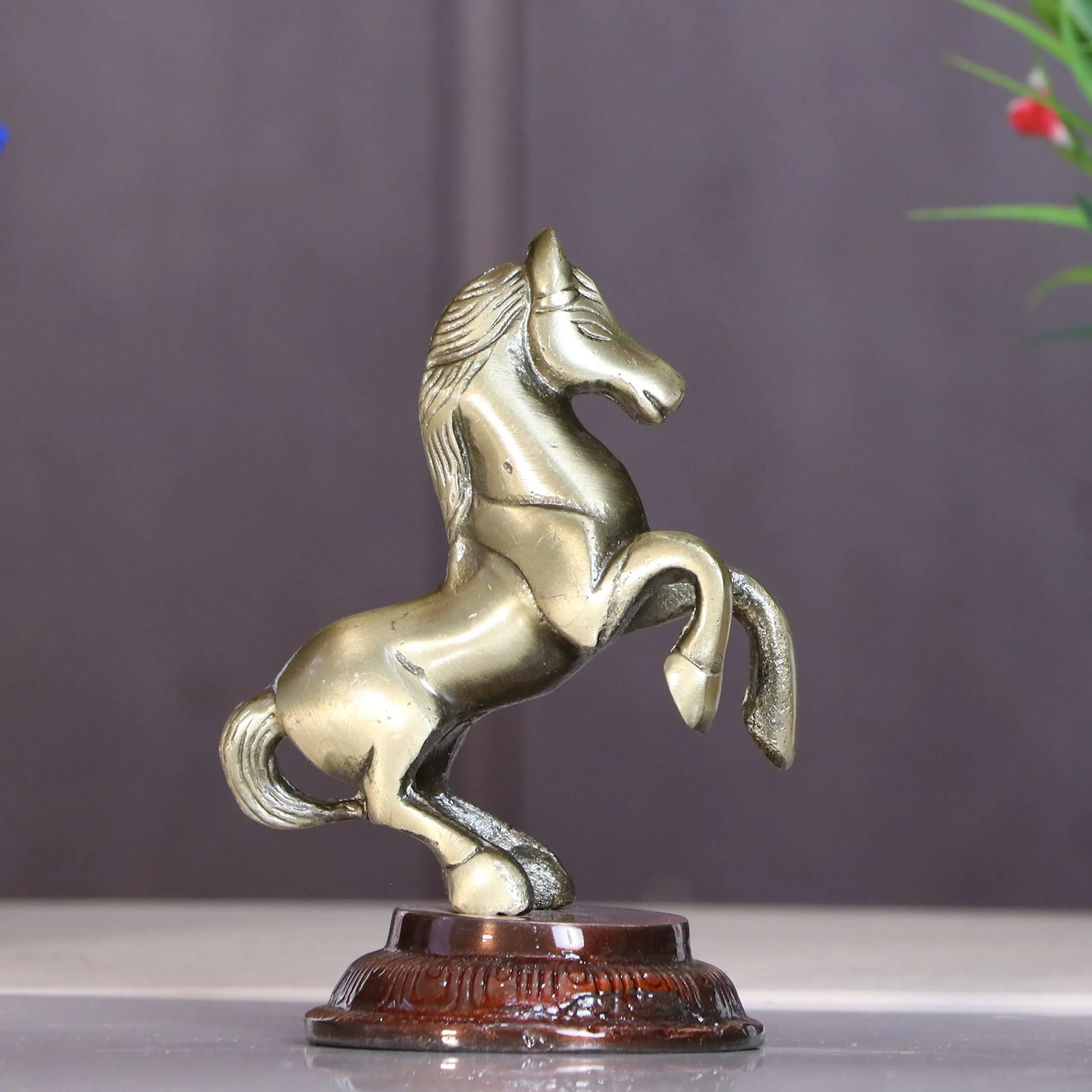 KridayKraft Metal Jumping Horse Statue for Wealth, Income, Shining and Bright Future (8.5 x 6.5 x 12 cm, Grey)