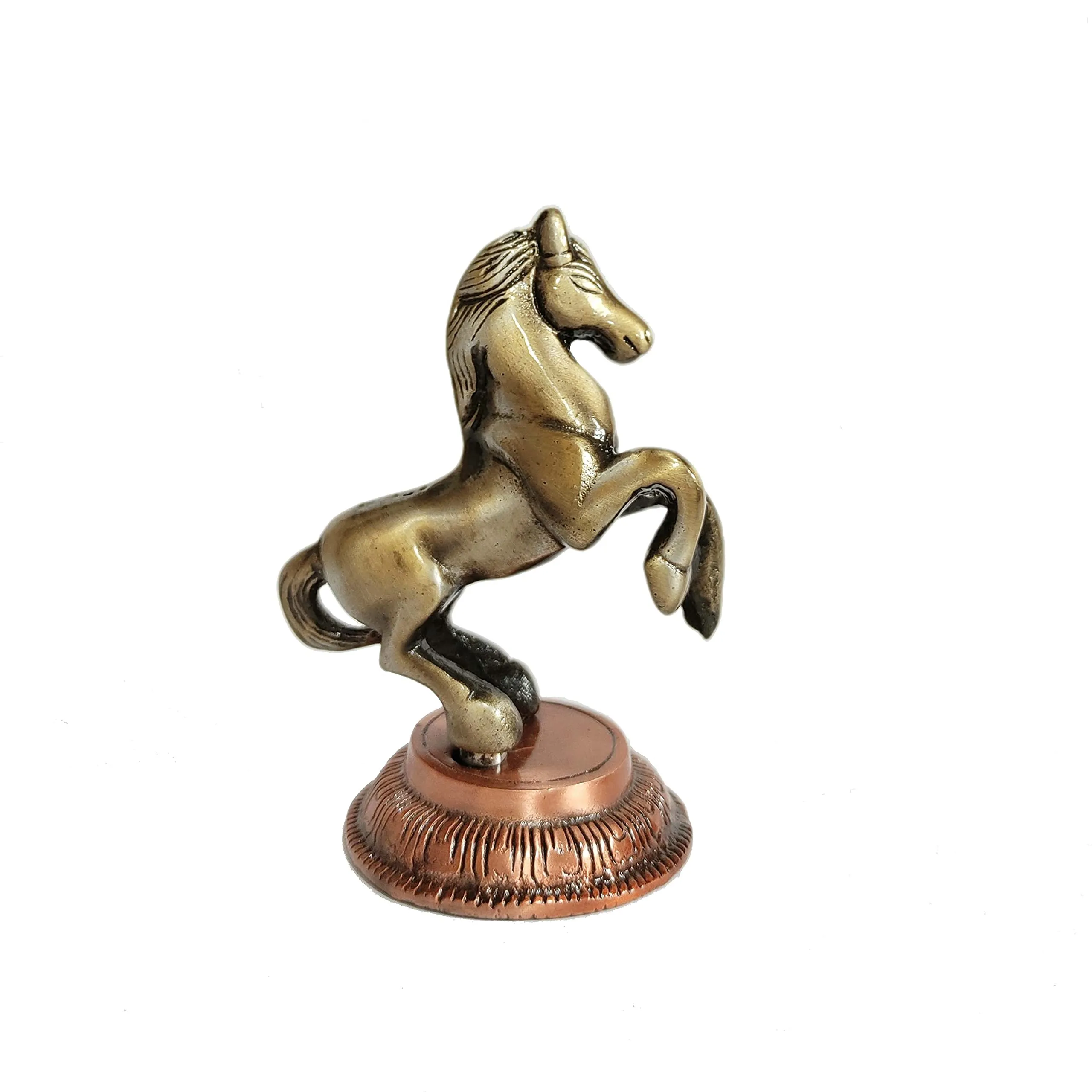 KridayKraft Metal Jumping Horse Statue for Wealth, Income, Shining and Bright Future (8.5 x 6.5 x 12 cm, Grey)